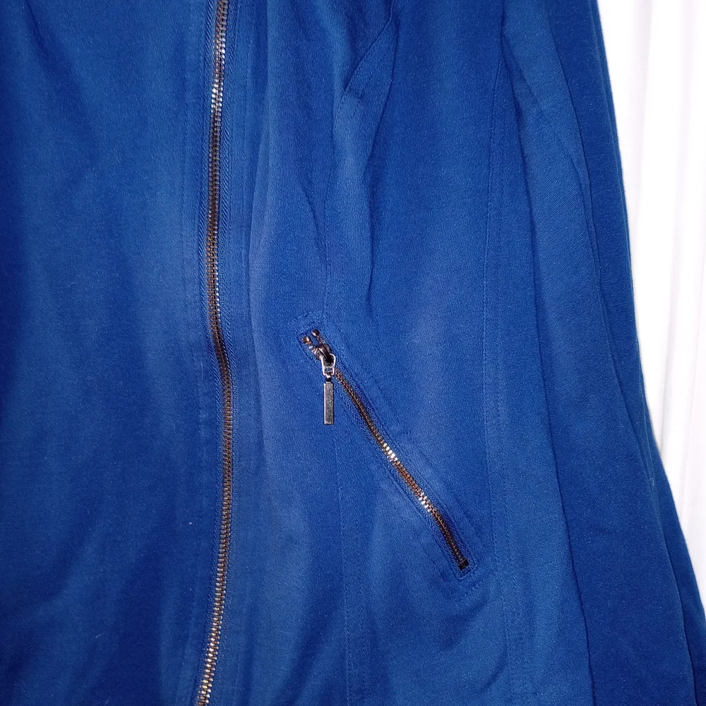 Lane Bryant 24 Women's Navy Moto Jacket Blazer Zippers Plus Stretchy Comfy